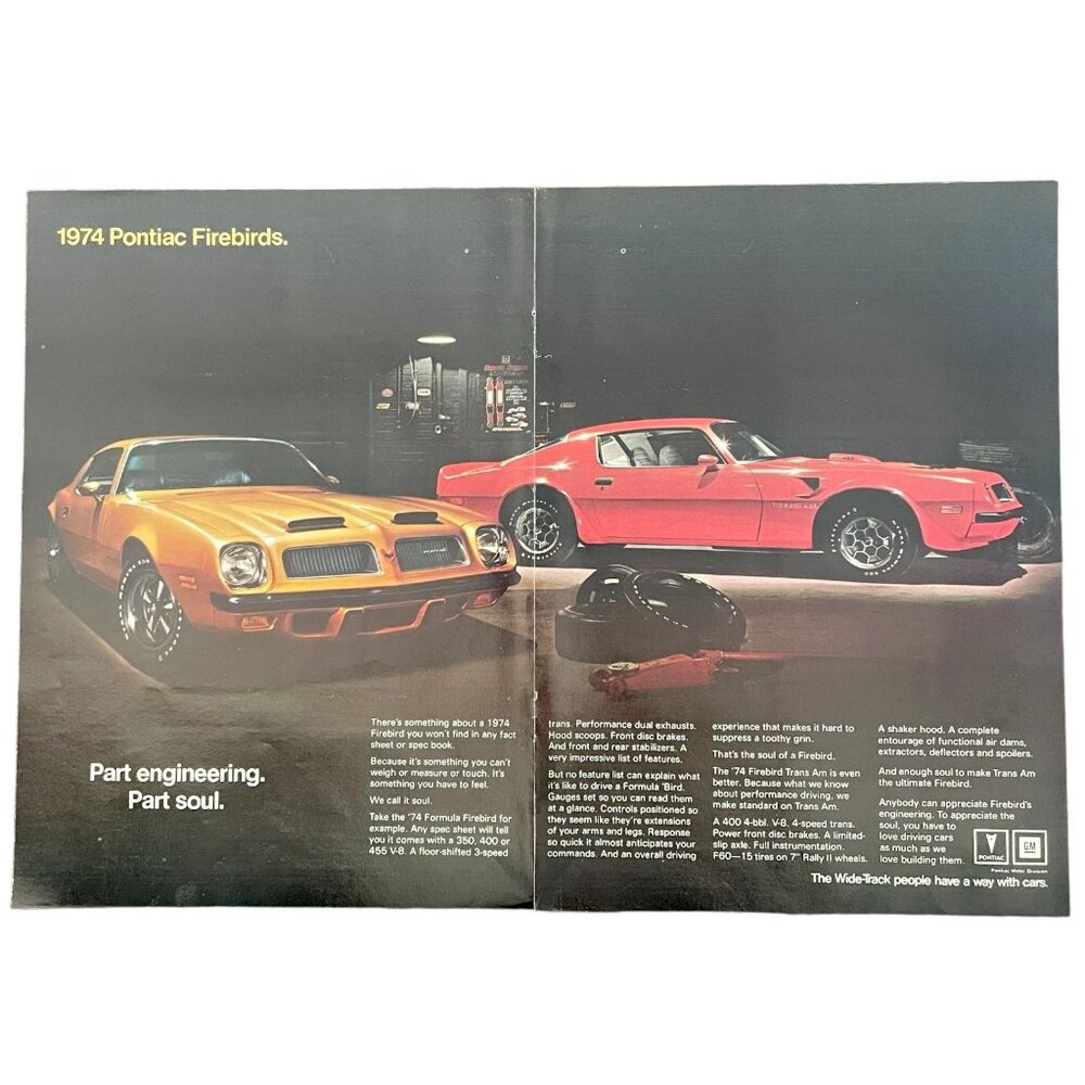 1974 Pontiac Formula Firebird and Trans Am Vintage Print Ad 16x10 Wall Art